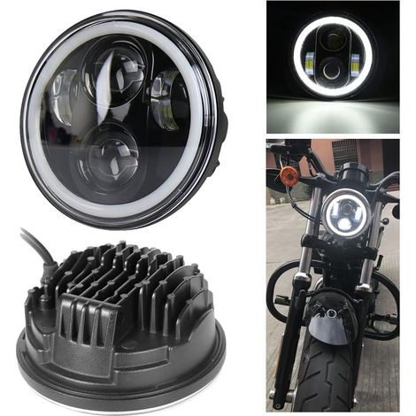 Pouces Phare Avant, SUPAREE Nouveau Type 5.75"5 3/4 Pouces LED Phare Avant Angel Eyes Halo Ring pour (1/5)