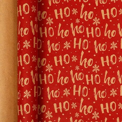 Rollo de papel de regalo navideño - 43 cm x 3 m, papel kraft impreso, reciclable, para envolver regalos de Navidad. (1/2)