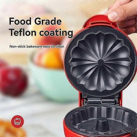 Mini machine à gâteaux à double cuisson, portable, pour gâteaux Bundt, cupcakes et petits-déjeuners - 2025 Rouge (1/5)
