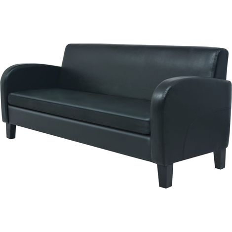 vidaXL Canapé à 3 places cuir synthétique noir (1/5)