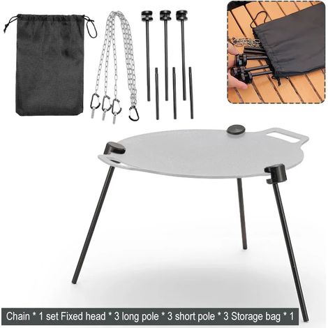 Kit de 10 grils détachables : trépied vertical pour barbecue, plateau de support triangulaire, trépied en alliage d'aluminium, gril de cuisson portable pour extérieur. (1/5)