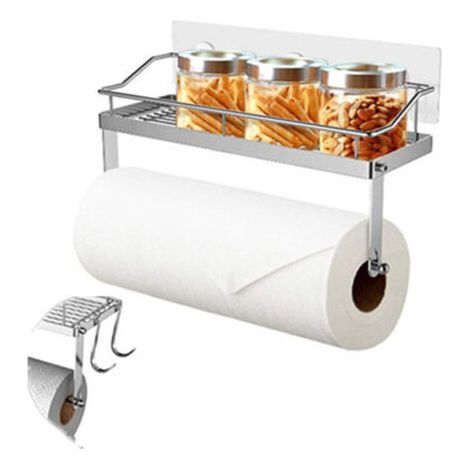 Porte-papier de cuisine, étagère de salle de bain en acier inoxydable non perforée-Ensoleillé (1/3)