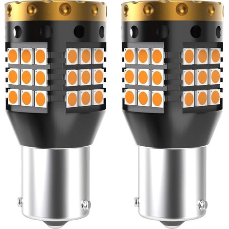 Ampoule LED ambre BAU15S PY21W pour clignotant, 3700 lm, 3030, 45 SMD, Canbus, anti-ultra-clignotement (lot de 2) (1/5)