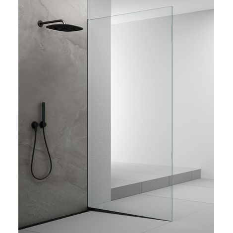 Kit de fixation sol-mur en verre ARCHITEX avec barre inclinée, 1615x2105mm, droite, noir mat (1/4)