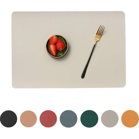 Placemats, set of 4 washable, stain-resistant and waterproof placemats, 18" x 12" (grey) (1/5)