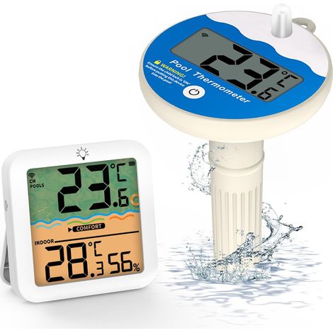1 Thermomètre Piscine, Sonde IP68, Récepteur LCD, Portée 100m, Mesure Température Humidité, Pour Spa Baignoire (1/5)