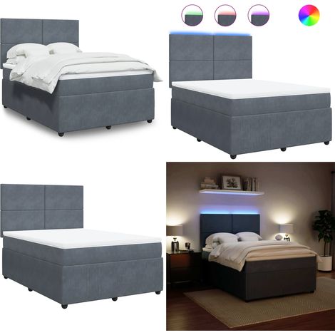 vidaXL Boxspringbett mit Matratze Dunkelgrau 140x200 cm Samt (1/5)