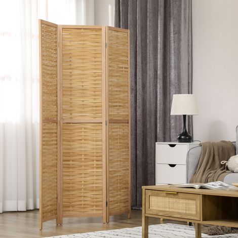 Paravent 3 panneaux 120x170 cm en bambou naturel, gain de place pour salon FloraGrace (1/5)
