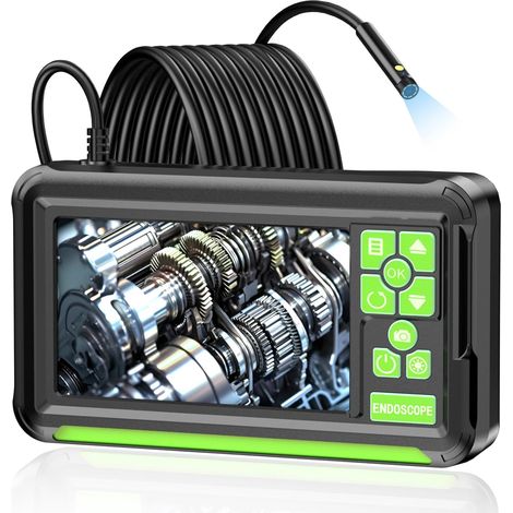 Endoscope à Double Objectif, Caméra Endoscopique avec Prises de Vue Photo et vidéo, Écran IPS 4,3", Câble Semi-Rigide 5m, Zoom 4X, Caméra Serpent 1080P pour Inspection Automobile, Plomberie