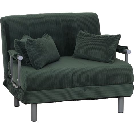 [NON UTILIZZATO] Poltrona letto HHG-702, pieghevole Divano letto, superficie riposo 190x100cm, tessuto a coste (330 g/m²), verde
