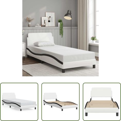Kunstlederbett - Bettgestell "Dover" Weiß und Schwarz 90x190 cm Kunstleder (1/5)