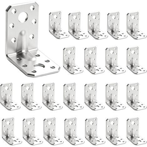 Équerre d assemblage Renforcée 52x35mm Support en L Fer Galvanisé Épaisseur 1 6mm Lot de 24 Pièces avec Trous 5mm et 10 5mm Équerre pour Meubles (1/4)