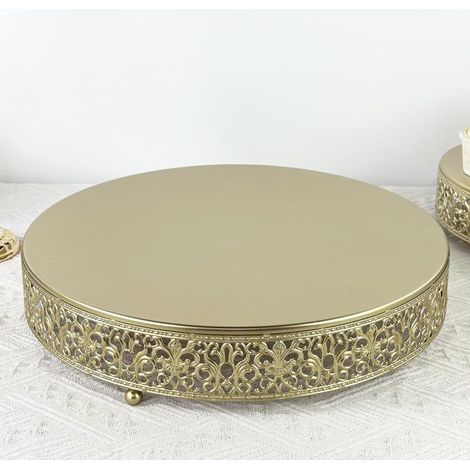 Présentoir à gâteaux rond en métal doré de 14 pouces pour cupcakes et desserts (idéal pour mariages, fêtes, anniversaires, baby showers, anniversaires de mariage)