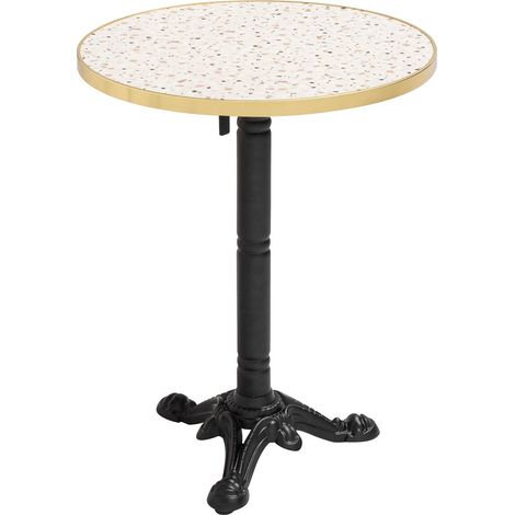 Table à mange ronde 60 cm inclinable terrazzo/doré et pied noir