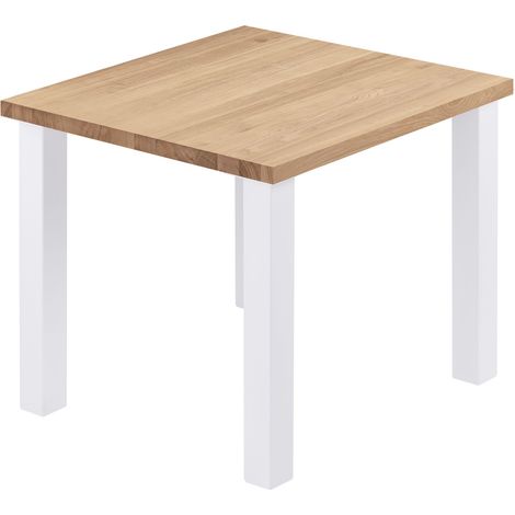 LAMO Manufaktur Esstisch Küchentisch, 60x60x76 cm (AxBxH), Classic, Natur / Weiss, LBG-01-A-002-9016Cl