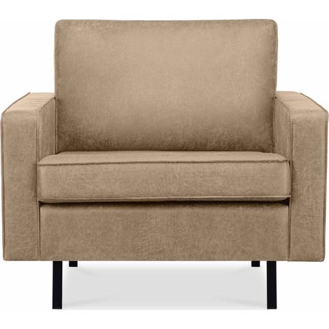 KONSIMO INVIA Großer Loft-Sessel aus Leder und Mikrofaser, beige (1/5)