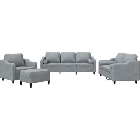 Maison Exclusive - Set Divani 4 pz con Cuscini Grigio Chiaro in Tessuto