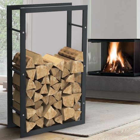 Portalegna Supporto Metallo Porta Legna Interno Legnaia Camino Stufa 100x60x25cm (1/4)