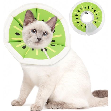 Collier Donut Doux pour Chats, imprimé Kiwi, Taille S. Col Ajustable pour la récupération, empêche Les léchages et griffures après Une opération. Convient au Tour de Cou 13 25 cm. (1/5)
