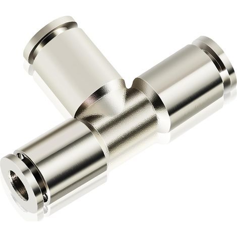 Cuivre nickelé 8mm od Raccords d'air Push to Connect Tee Straight Union Connect TPE-8 (Pack de 5) (1/5)