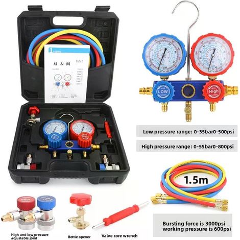 Kit de recharge de réfrigérant R134 R22 R404A R407C pour climatisation automobile tuyaux adaptateurs et outil de valve (1/5)