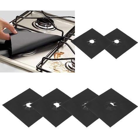 Lot de 6 protections pour brûleurs de cuisinière à gaz en PTFE, anti-salissures, résistantes à l'huile et réutilisables. (1/5)