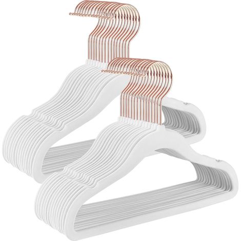 Lot de 50 Cintres Enfants, Velours Antiglisse, Crochets Rose Gold, Plastique ABS, 30x20,5cm, Garde-robe Enfant