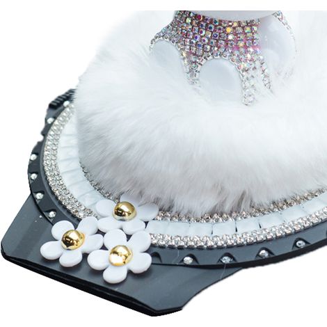 Figurine décorative chat pour voiture, strass, tableau de bord, parfum, ornement intérieur, blanc (1/5)