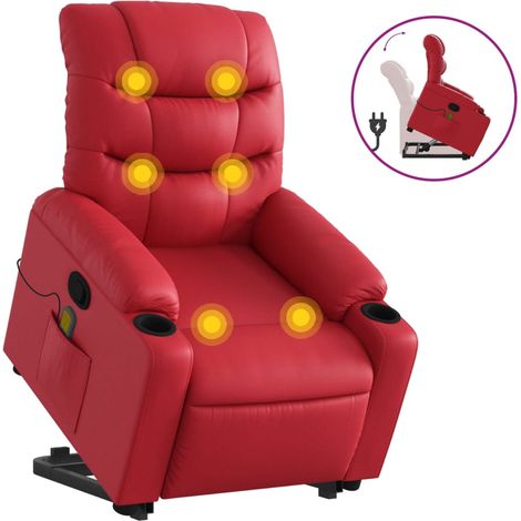 Maison Exclusive - Massagesessel mit Aufstehhilfe Rot Kunstleder