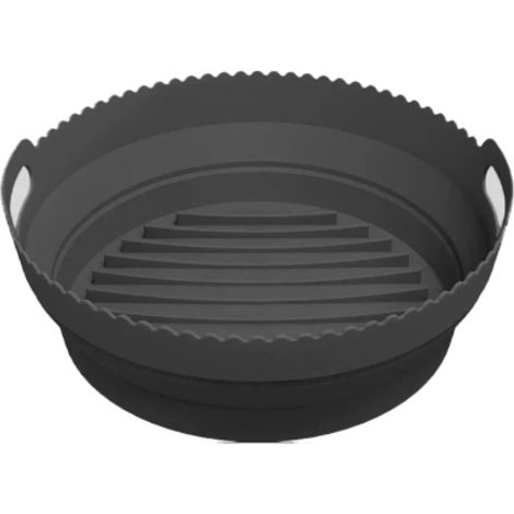 Friteuse à air ronde, réutilisable et pliable, sans BPA. NOUVEAU : panier en silicone pour friteuse à air, plaque de cuisson, accessoires de cuisson, pliable, ronde, noire. (1/5)