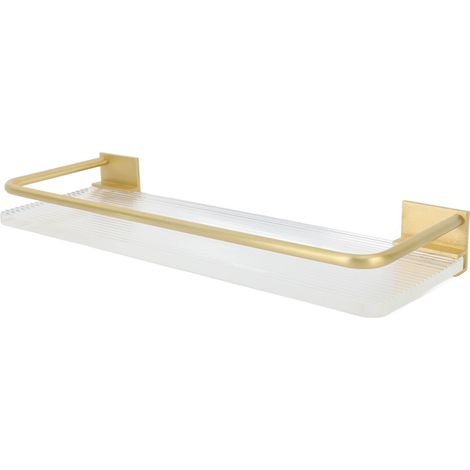 Étagère flottante murale décorative en aluminium et acrylique, couleur or, idéale pour la cuisine, la salle de bain, le salon ou la chambre. (1/5)