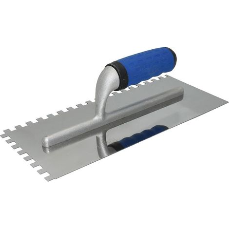 1 - Truelle Dentée - Spatule Enduit - Acier Inoxydable - Pose Carrelage Et Maçonnerie - Pour Béton Et Céramique - Argent - 38x13cm