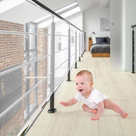 Linghhang – Filet de protection pour escaliers – Conception réglable – Fixation facile avec cravates – Sécurise balustrades et environnements pour enfants (1/5)