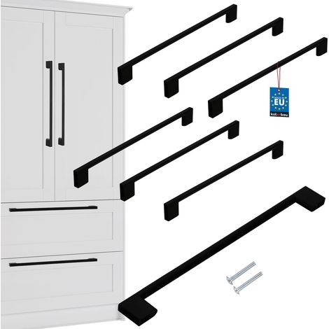 Tirador para muebles de cocina KOTARBAU® Clásico Moderno Oblongo Largo Negro Mate 289 MM Espacio entre 256 MM Juego de 6