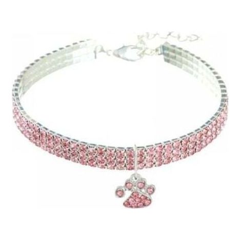 M rose clair Collier pour animal de compagnie avec diamants, réglable en cristal, pendentif en forme de cœur élastique pour chat et chien (1/4)
