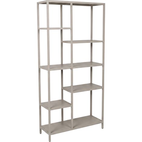 Padma - Librería independiente de 6 niveles, 80 x 163,5 x 30 cm, estantes metálicos para salón u oficina, gris paloma. (1/5)