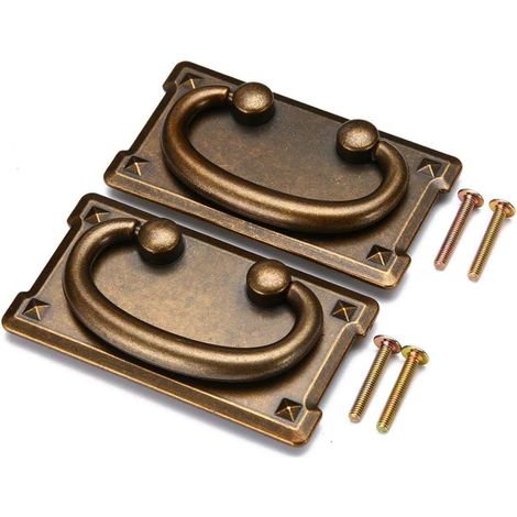 Set aus 2 antiken Bronzegriffen für Schubladen, Schränke, Türen, Möbel, Schubladen, manuelle Bronzebeschläge (gelb) (1/5)