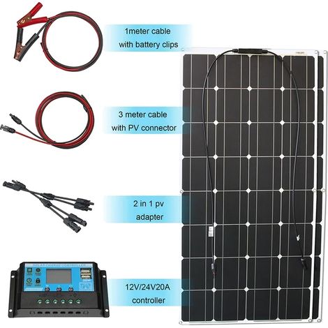 Kit de panneaux solaires, puissance de sortie 100 W, utilisation flexible et extérieure, kit solaire 200 W (1/2)