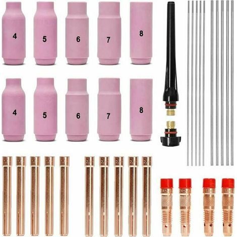 Ensemble d'accessoires de soudage TIG Manchons + Boîtier + Buses en céramique + Électrodes en tungstène pour lampe de soudage WP26 TIG (1/5)