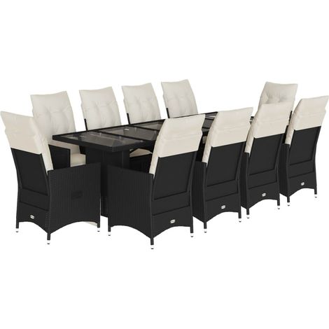 Maison Exclusive - 11-tlg. Garten-Bistro-Set mit Kissen Schwarz P (1/5)