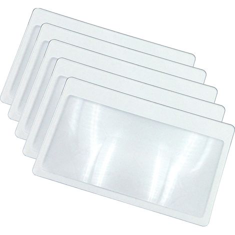 BRAVIX Loupes de Poche au Format Carte de crédit - Petite loupe pour Carte avec grossissement 3X, Ultra Fine, Flexible et incassable, Transparente, 5