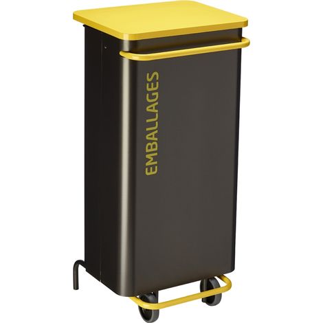 Poubelle de tri mobile Nomade - emballages - 110l - gris manganèse / jaune colza - RAL 1021 (1/5)