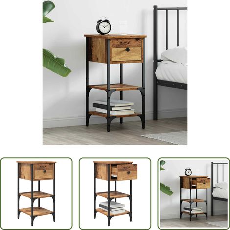 Tiroir - Cabinet de chevet Marron 33,5 x 36 x 70 cm Bois Recyclé Solide (1/5)