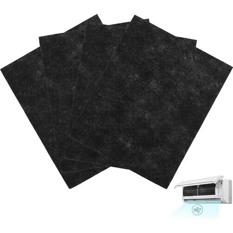 Filtre Climatisation Gainable en Fibre de Charbon Actif (Lot de 4, 36 x 44 cm) - Filtre Climatisation à Découper Universel  Mousse Anti-Odeur et Poussière pour Conduits, Hottes et Purificate (1/5)