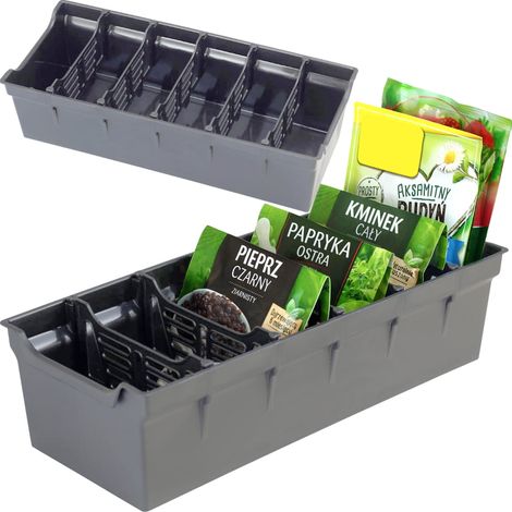 Primpol - Organizzatore di spezie, contenitore, cassetto, grigio