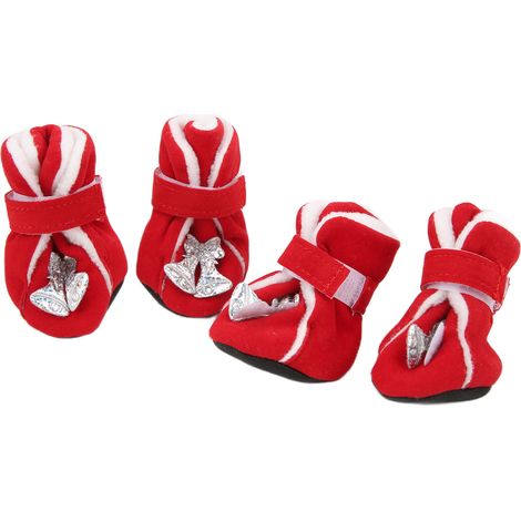 Chaussures et bottes rouges d'hiver pour chiens, adorables baskets de Noël avec le Père Noël et le chiot, pour chiens de petite et moyenne taille (XL). (1/5)