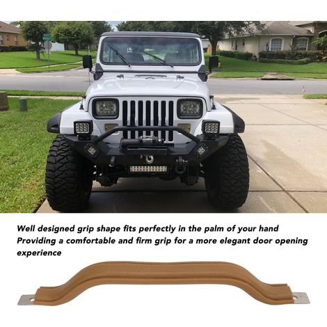 Poignée de Tirage Porte Intérieure 55009801KS en Cuir Marron pour Jeep CJ‑5 CJ‑7 CJ‑8 Wrangler YJ (1/5)