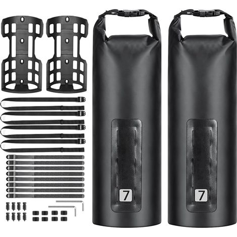 Lot de 2 sacoches de Fourche de vélo, 3 l/7 l, imperméables, avec Haut roulable, Sac de séchage pour Porte-Bagages, imperméable, Accessoires de vélo (1/5)