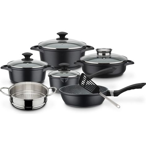 GSW - 414562 - Batteria - Alluminio Forgiato Massiccio GOURMET GRANIT - 10 pezzi - Induzione - Rivestimento VITAFLON GRANIT (1/5)