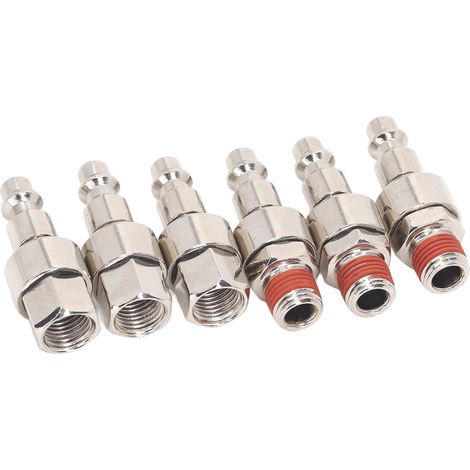 6 Pièces Raccords Pneumatiques Rapides en Acier Inoxydable 1/4‑18 NPT Mâle/Femelle pour Tuyaux d'Air (1/5)